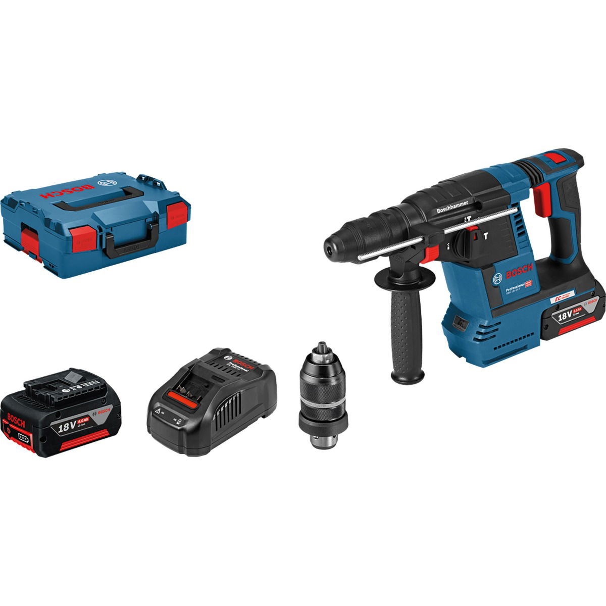 Akumuliatorinis perforatorius BOSCH PRO GBH 18V-26 F, 2,6 J, SDS-plus (2x ProCORE18V 8.0Ah, L-BOXX)