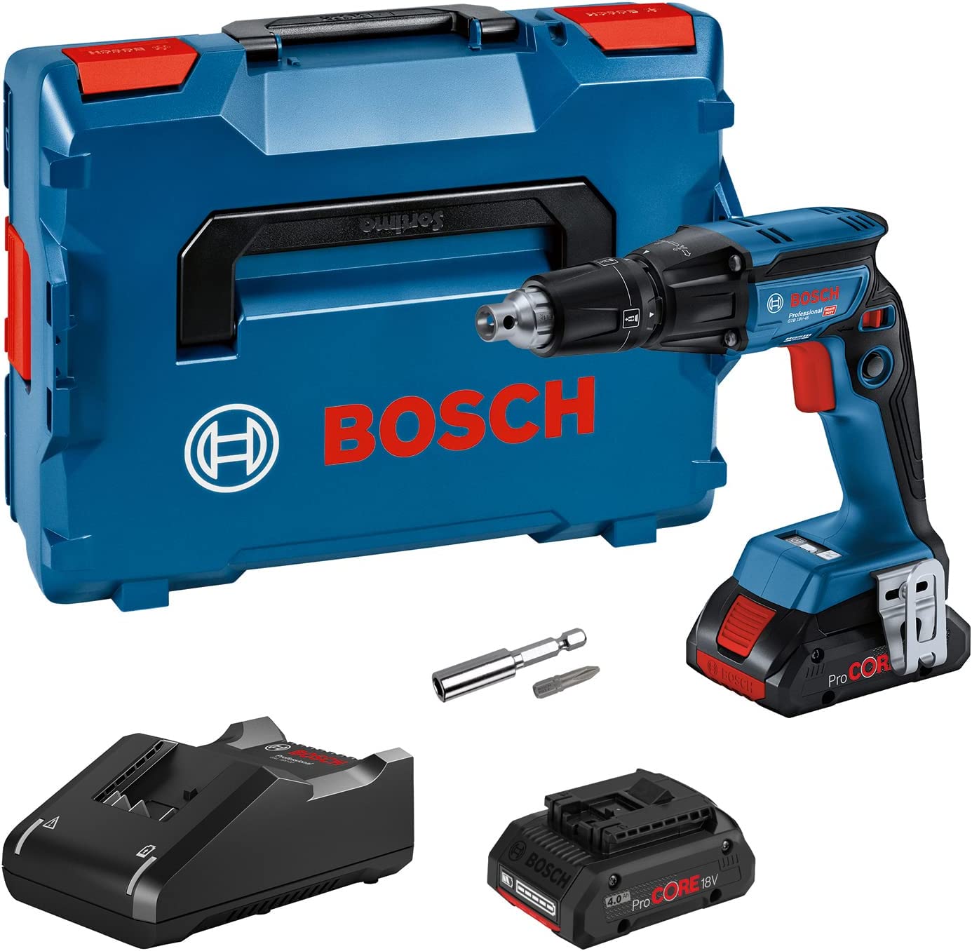Akumuliatorinis gipskartonio suktuvas BOSCH PRO GTB 18V-45 (2x ProCORE18V 4.0Ah, L-BOXX)