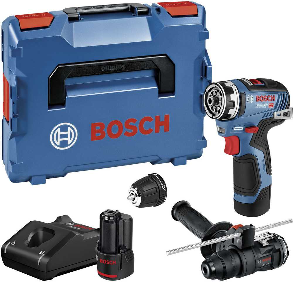Akumuliatorinis suktuvas-gręžtuvas BOSCH PRO GSR 12V-35 FC, 12 V, (2x3,0 Ah akum., L-BOXX, FlexiClick adapter.)