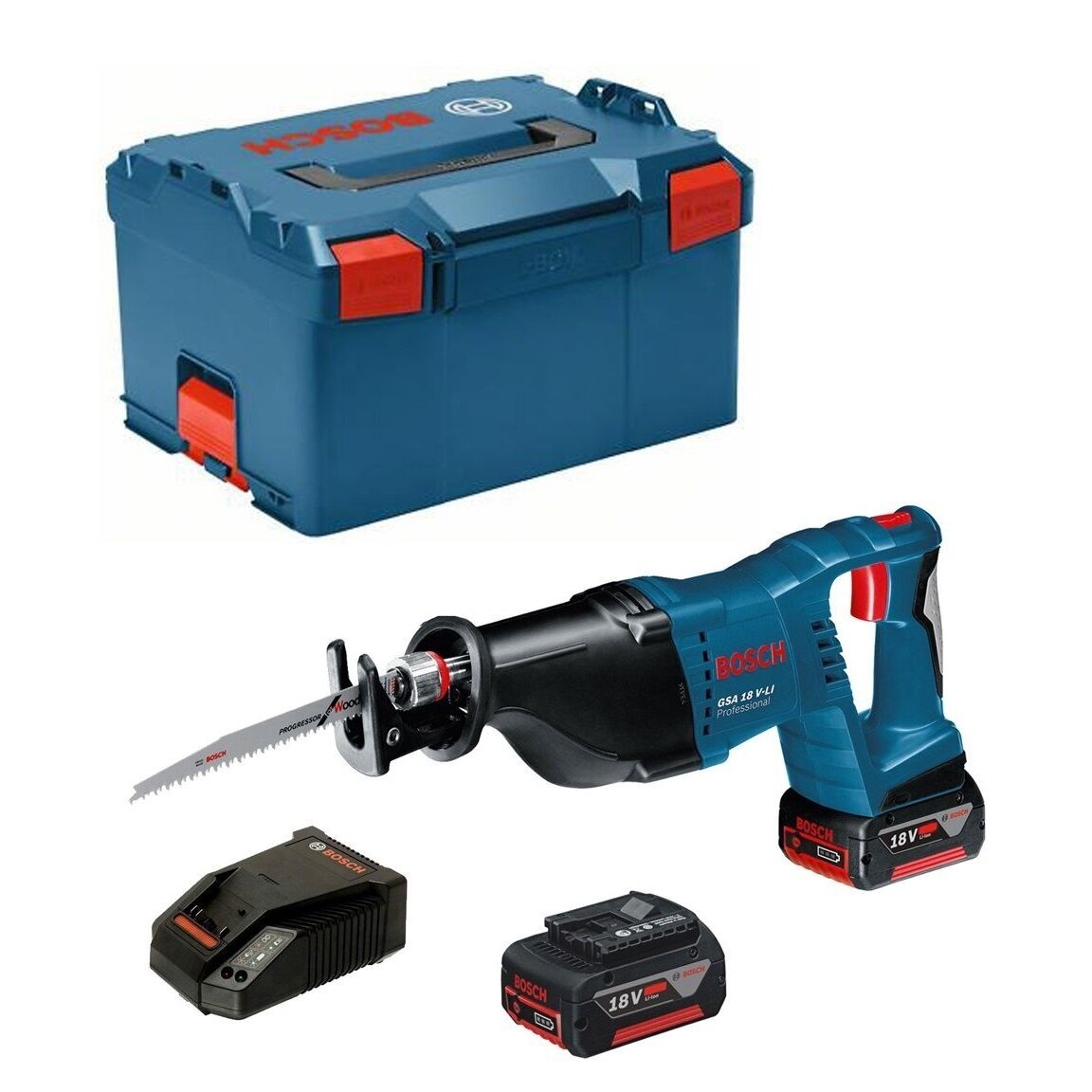 Akumuliatorinis tiesinis pjūklas BOSCH PRO GSA 18 V-LI (L-BOXX, 2x Li-ion 5.0 Ah)