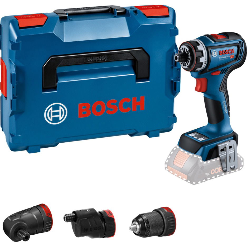 Akumuliatorinis suktuvas-gręžtuvas BOSCH PRO GSR 18V-90 FC solo, 18 volts (be akum., su L-BOXX)