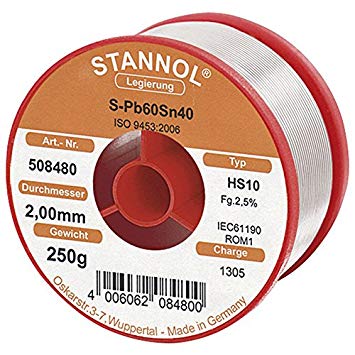 Lydmetalis PB60/SN40 2.0mm 250g su fliusu Stannol (tik profesionaliam naudojimui)