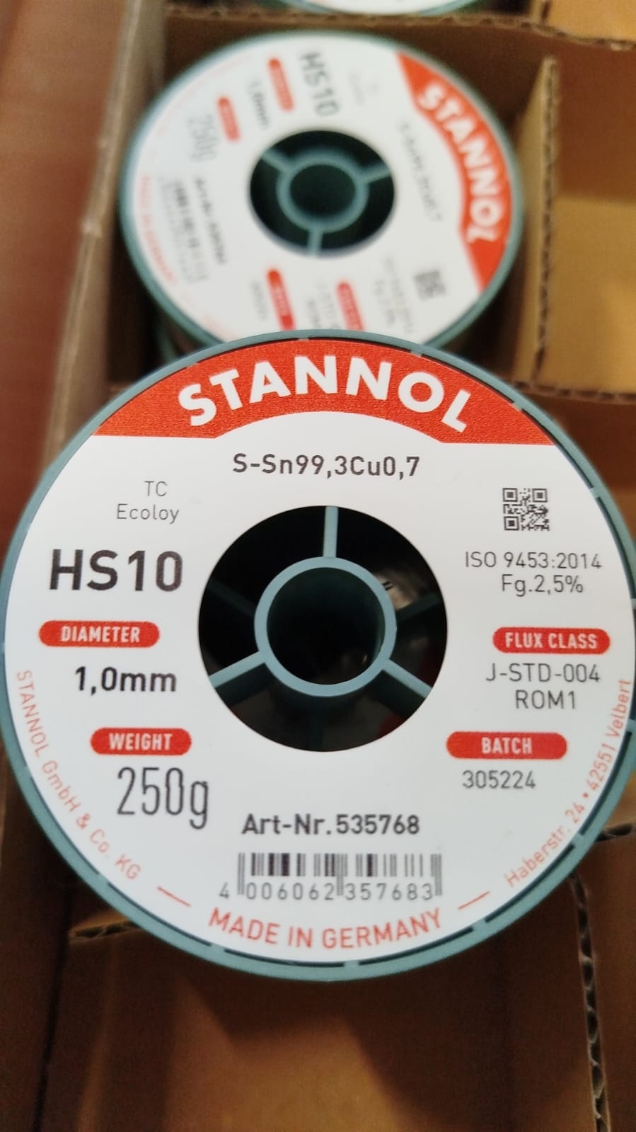 Lydmetalis Sn99.3Cu0.7 1.0mm 250g su fliusu HS10, Stannol