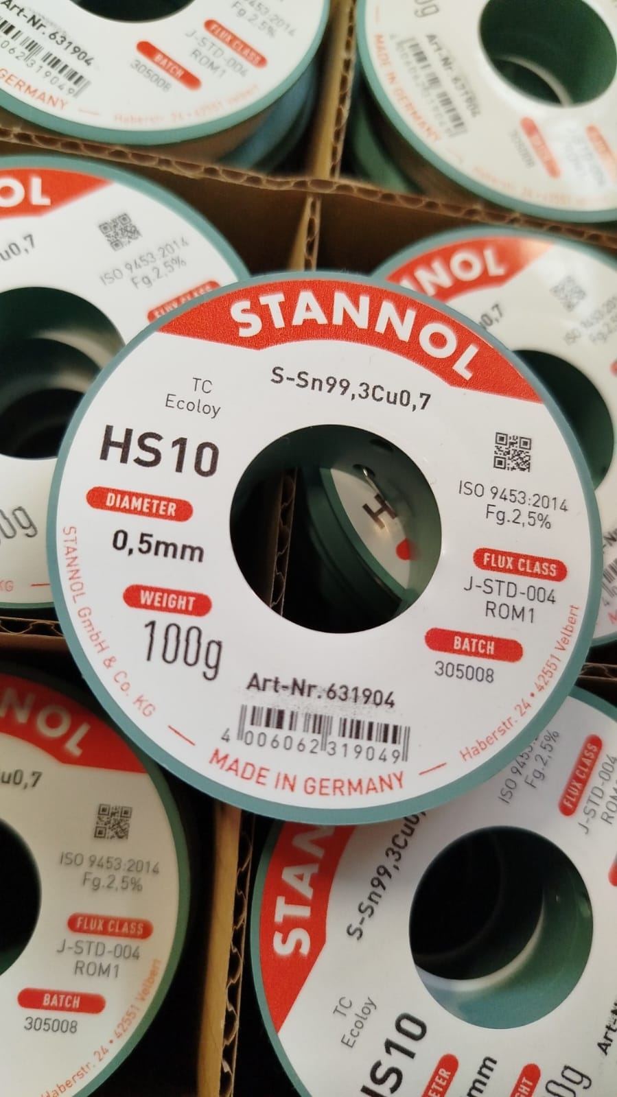Lydmetalis Sn99.3Cu0.7 0.5mm su fliusu HS10, Stannol
