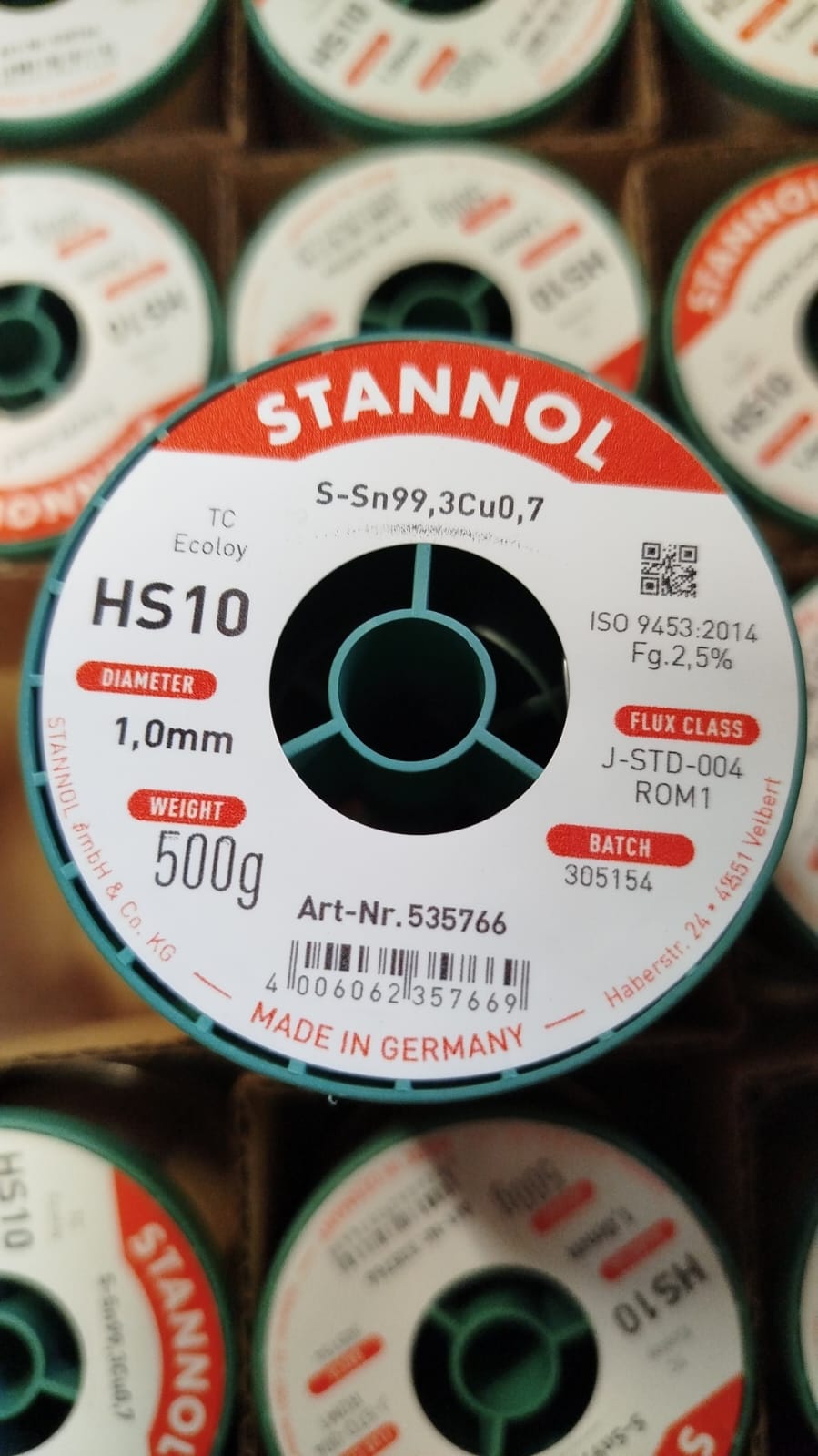 Lydmetalis Sn99.3Cu0.7 1.0mm 500g su fliusu HS10, Stannol