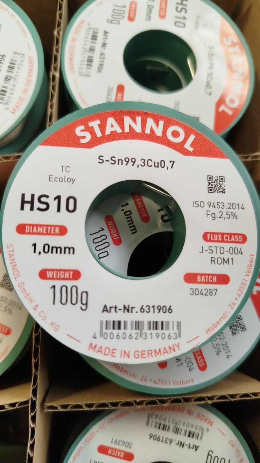 Lydmetalis Sn99.3Cu0.7 1.0mm 100g su fliusu HS10, Stannol