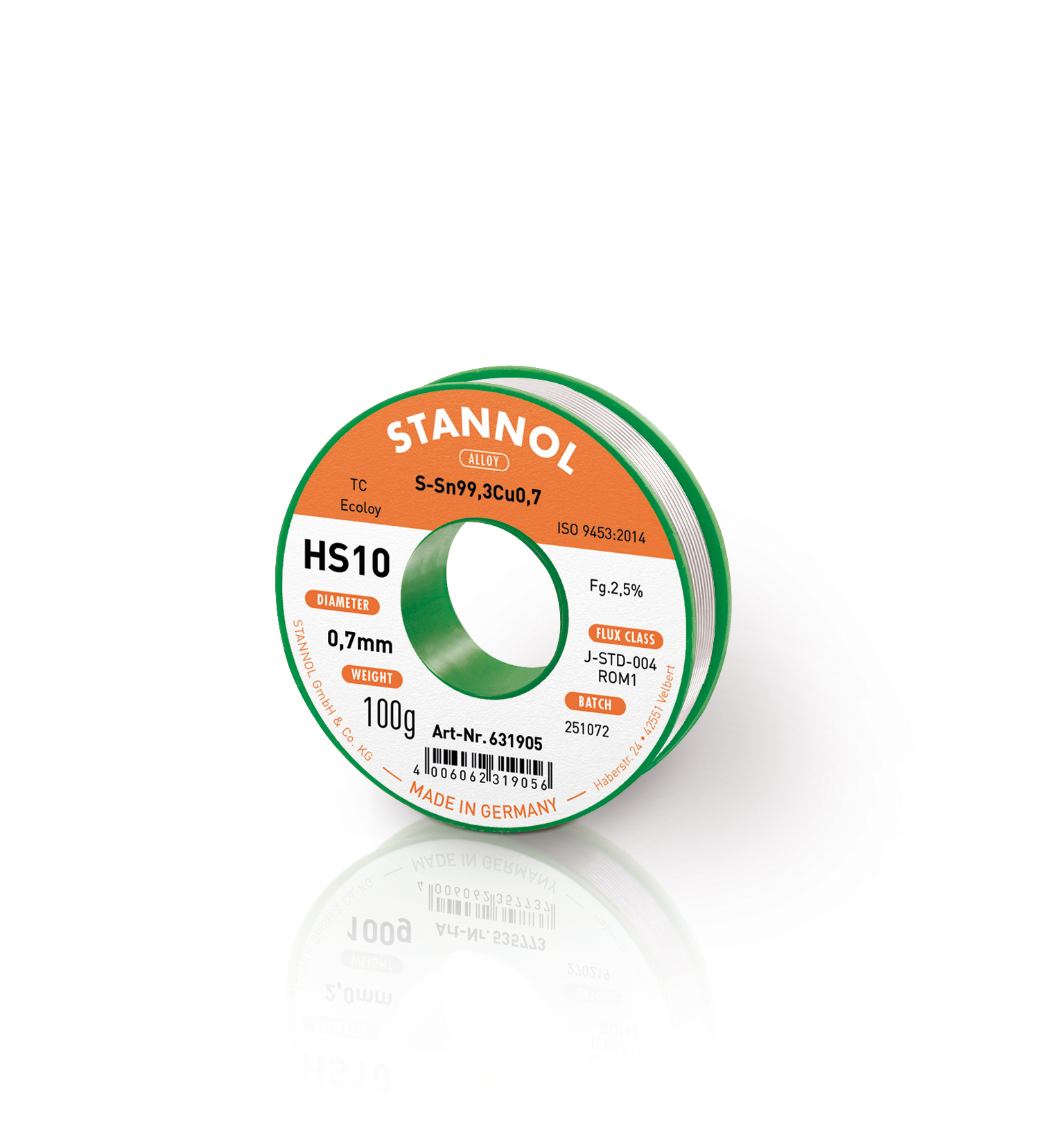Lydmetalis Sn99.3Cu0.7 0.70mm 100g su fliusu HS10, Stannol