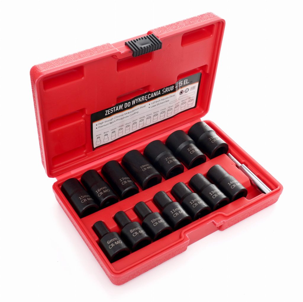 Galvučių rinkinys sugadintiems varžtams 1/2" - 15 VNT KD11793