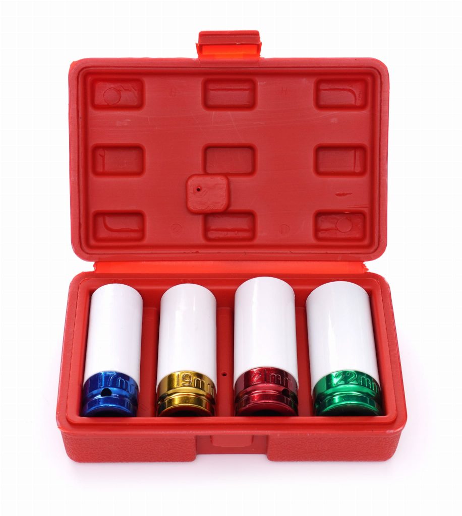 Smūginės galvutės lengvojo lydinio ratlankiams, 17/19/21/22 mm, 1/2", 4 vnt. rinkinys KD10523