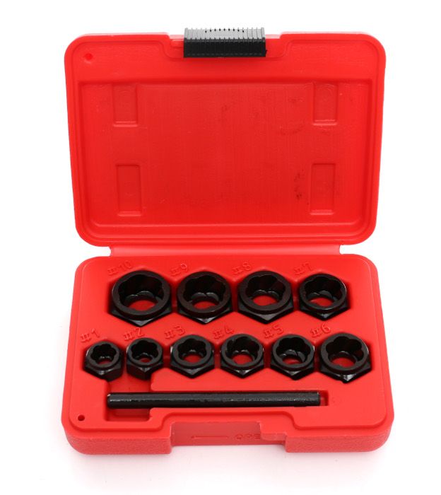 Pažeistų veržlių atsukėjų rinkinys (10vnt)(9-19mm) KD10269