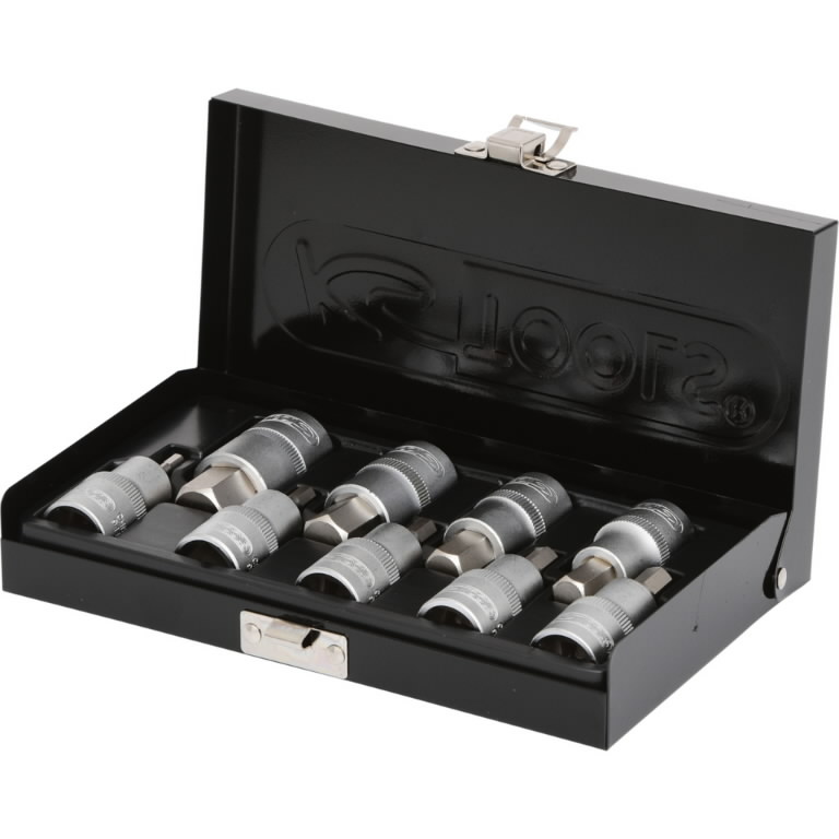 Galvučių su šešiakampiais antgaliais komplektas 1/2", HEX 4-, KS Tools