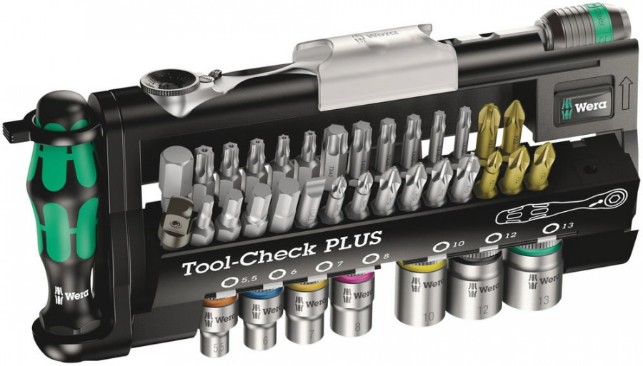 Galvučių ir antgalių komplektas 1/4`` Tool-Check PLUS, Wera
