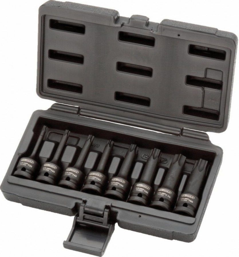 Smūginių galvučių komplektas ½" Torx T30-T80 8 vnt., KS Tools