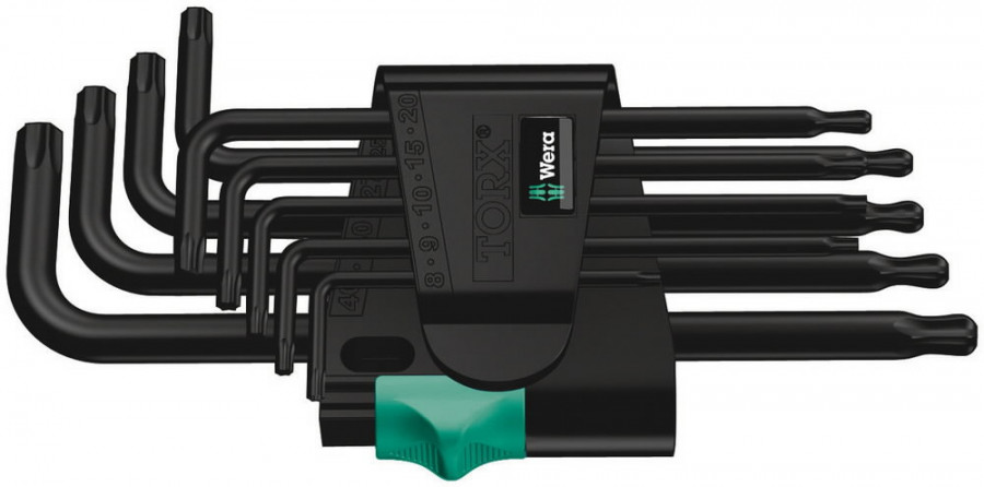 L-raktų komplektas TORX 967PKL/9, TX8-TX40, Wera