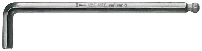 L-raktas šešiakampis, apvalus galas, 950 PKL, HEX 7.0x190, Wera