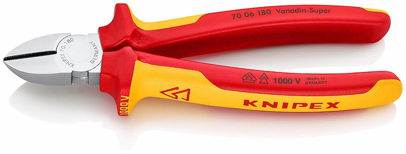 Žnyplės šoninio kirpimo VDE 180mm, Knipex