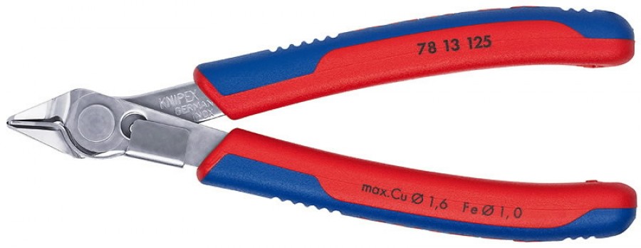 Elektronikos žnyplės 125mm INOX su prispaudimu, Knipex