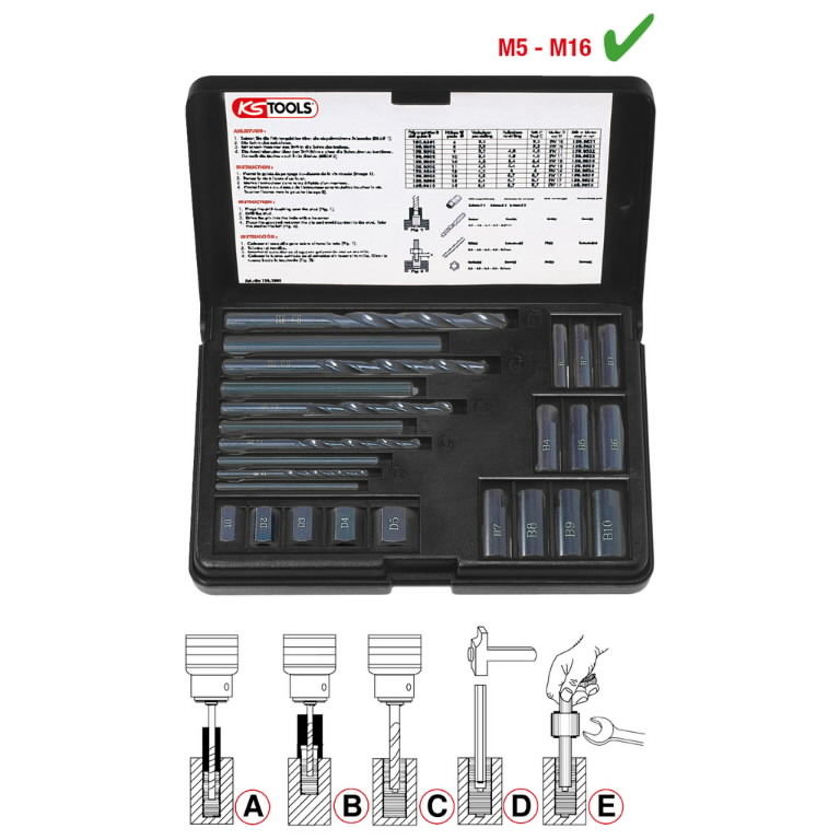 Varžtų išsukimo komplektas M5-M16 25vnt., KS Tools