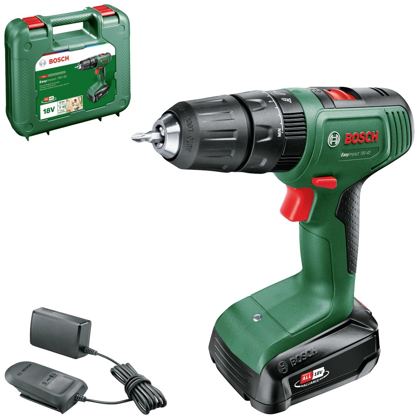 Akumuliatorinis smūginis gręžtuvas EasyImpact 18V-40, 18 V, 2,0 Ah Li-ion, 40 Nm