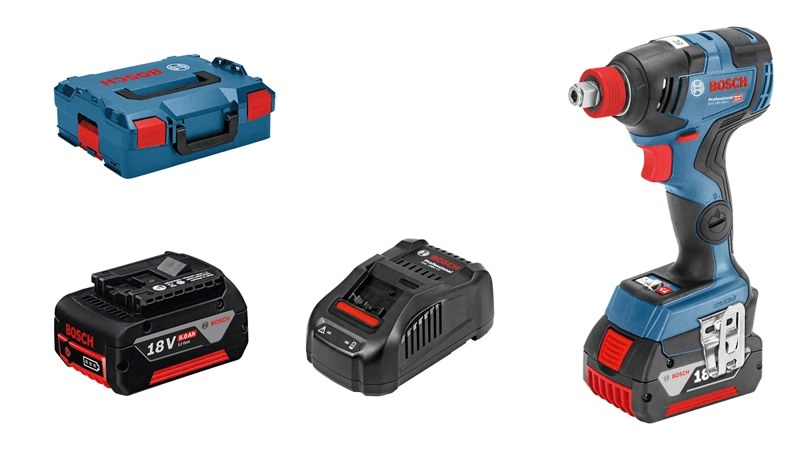 Akumuliatorinis smūginis suktuvas / veržliasūkis BOSCH PRO GDX 18V-200 C (2x5.0 Ah)