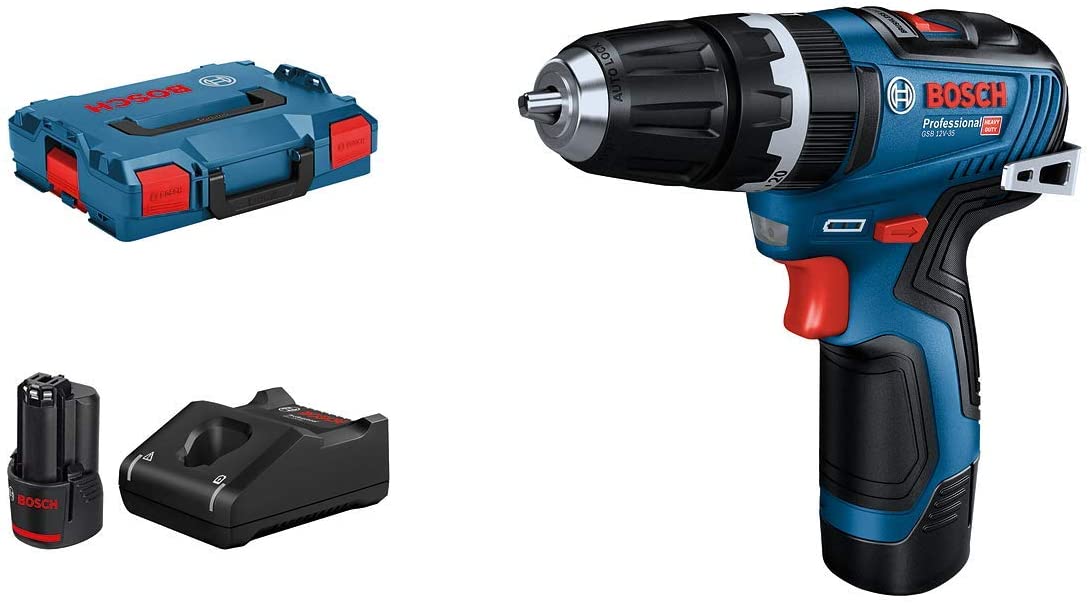 Akumuliatorinis smūginis gręžtuvas BOSCH PRO GSB 12V-35, 12 V (2x3 Ah, L-BOXX)