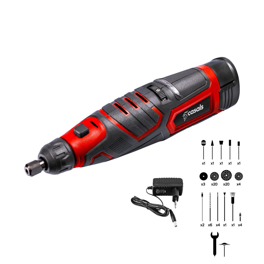 Akumuliatorinis elektrinis šlifuoklis su priedais 12V CASALS CMG1205BC