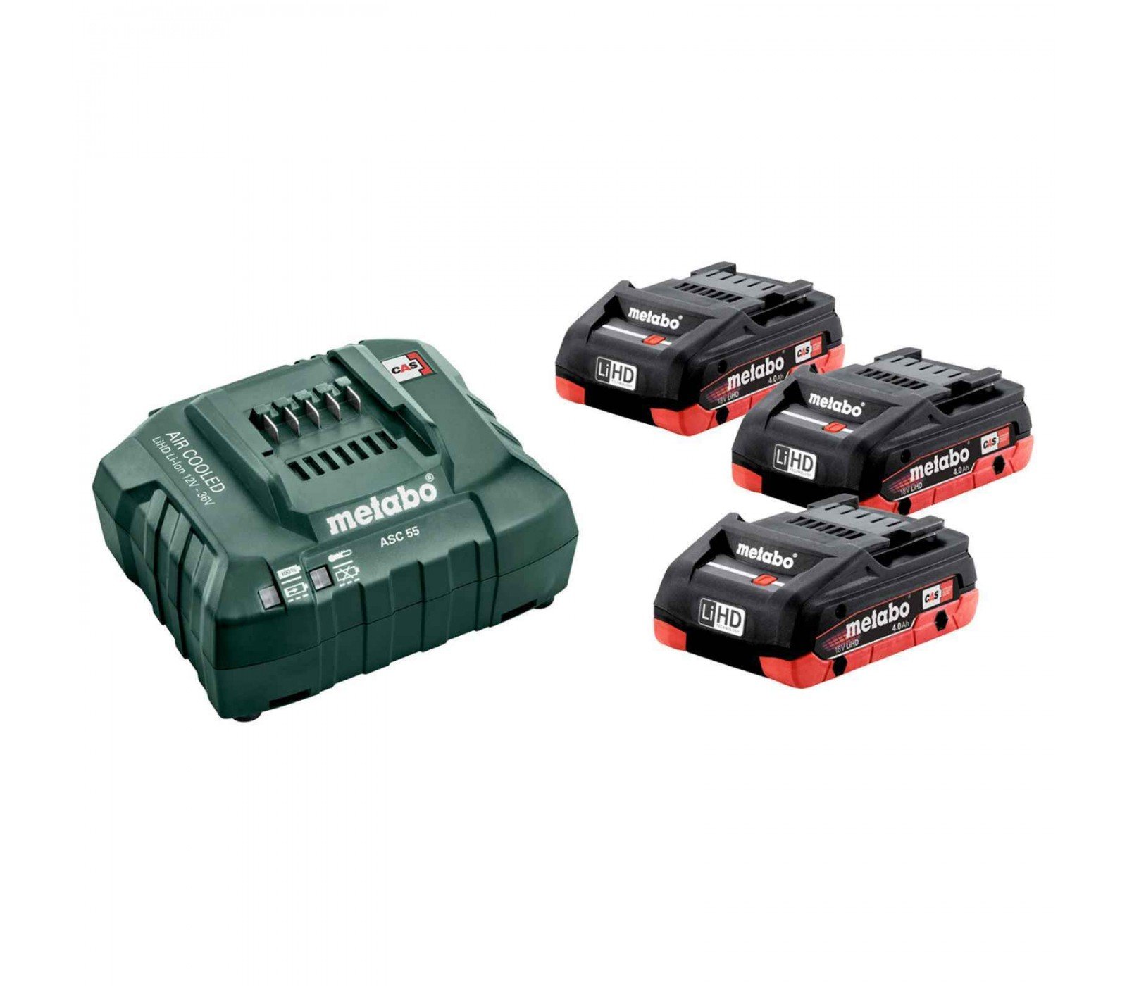 Įkroviklio Metabo ASC30 ir akumuliatorių 3 x 4,0 Ah rinkinys (685132000), 18 V