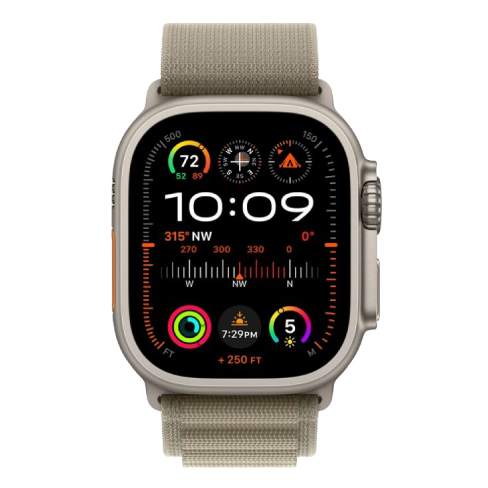 Watch Ultra 2 GPS + Cellular 49mm Titanium Case with Olive Alpine Loop - Medium (eSIM) išmanusis laikrodis