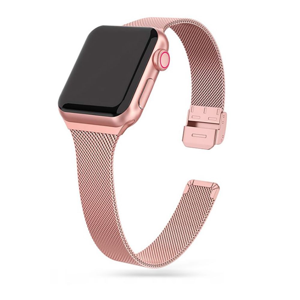 Rožinio aukso spalvos apyrankė Tech-Protect "Thin Milanese" laikrodžiui Apple Watch 4 / 5 / 6 / 7 / 8 / 9 / SE (38 / 40 / 41 MM)