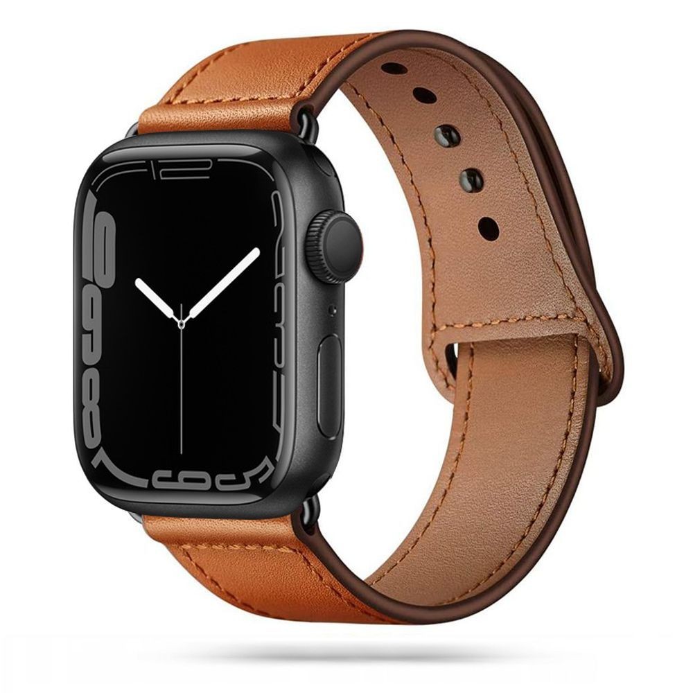 Ruda apyrankė "Tech-Protect Leatherfit" laikrodžiui Apple Watch 4 / 5 / 6 / 7 / 8 / 9 / SE (38 / 40 / 41 MM)