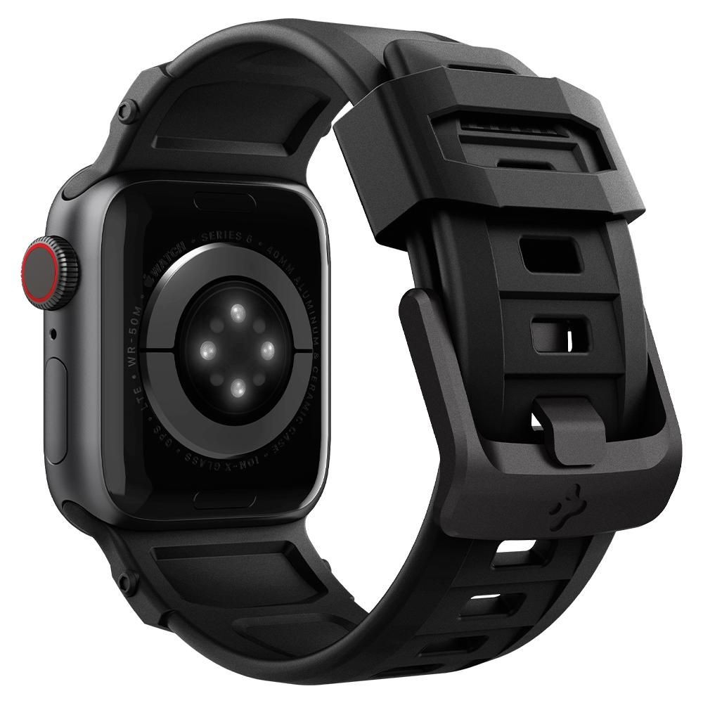 Juoda apyrankė "Spigen Rugged Band" laikrodžiui Apple Watch 4 / 5 / 6 / 7 / 8 / 9 / SE (38 / 40 / 41 MM)