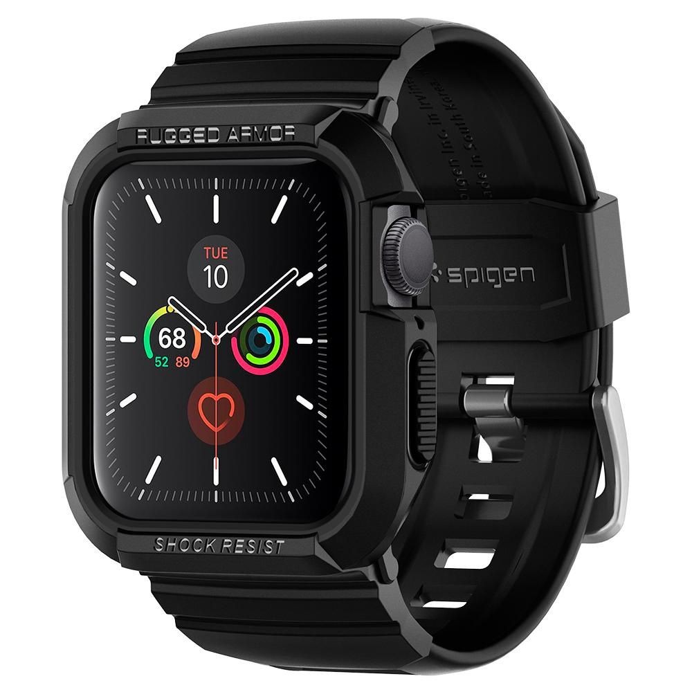 Juoda sportinio stiliaus apyrankė "Spigen Rugged Armor Pro" laikrodžiui APPLE WATCH 4 / 5 / 6 / 7 / 8 / 9 / SE (40 / 41 MM)