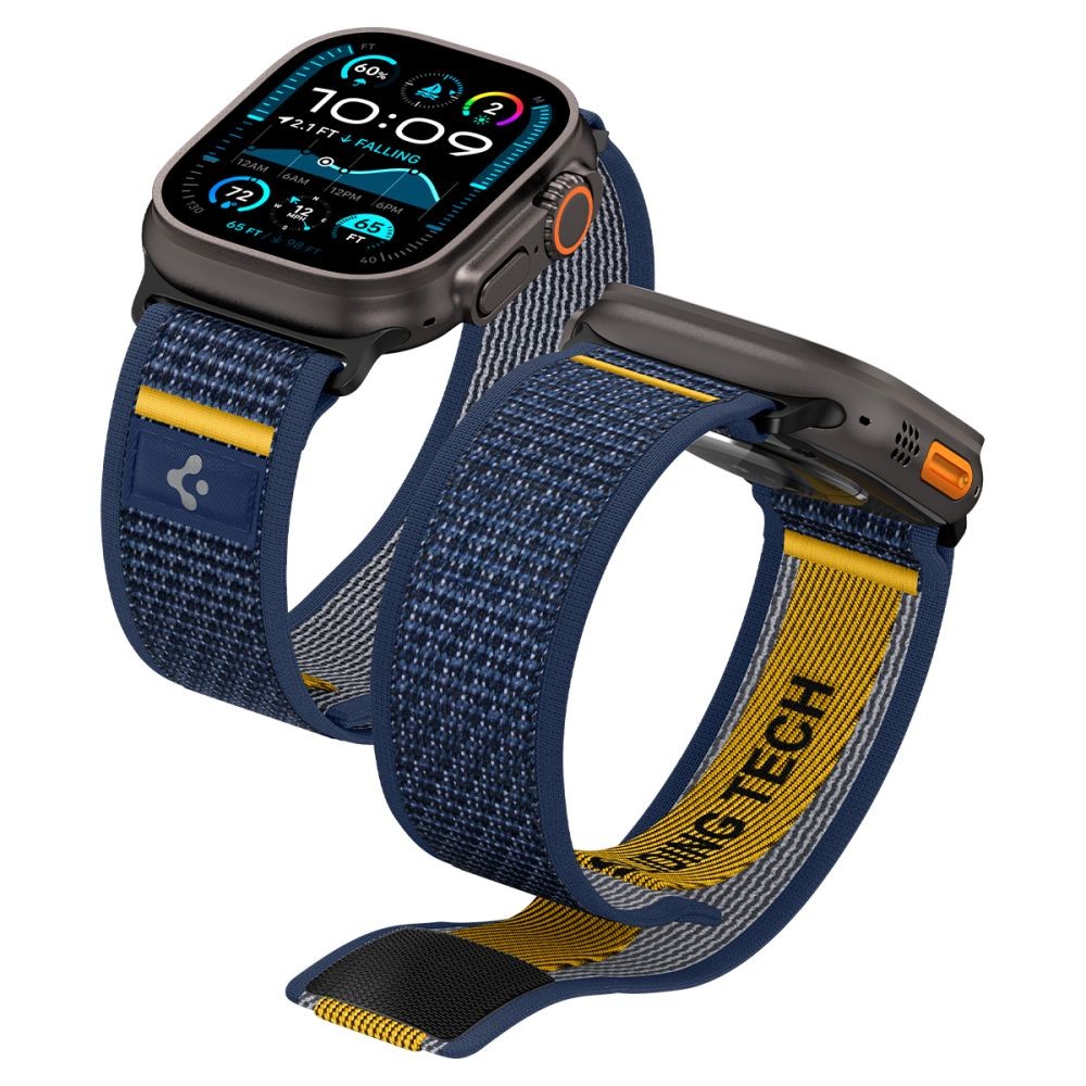 Mėlynas tekstilinis dirželis "Spigen Athlex Air" laikrodžiui Apple Watch 6 / 7 / 8 / 9 / 10 / SE / ULTRA 1 / 2 (44 / 45 / 46 / 49 MM)