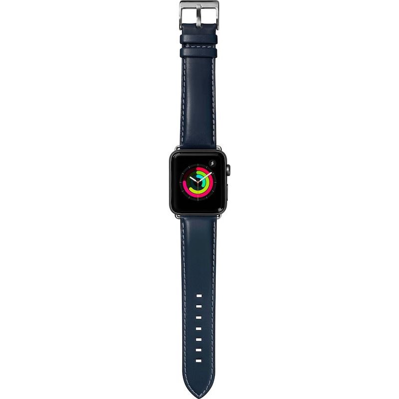 Dirželis LAUT Oxford Apple išmaniajam laikrodžiui 42mm, natūralios odos, mėlynas