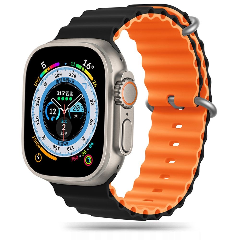 Juoda/Oranžinė apyrankė "Tech-Protect Iconband Pro" laikrodžiui Apple Watch 6 / 7 / 8 / 9 / 10 / SE / ULTRA 1 / 2 (44 / 45 / 46 / 49 MM)