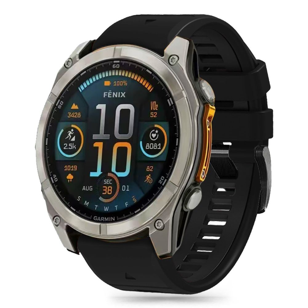 Juodos spalvos apyrankė "Tech-Protect Silicone Line" laikrodžiui Garmin Fenix 5 / 6 / 6 Pro / 7 / 8 (47 MM) / E