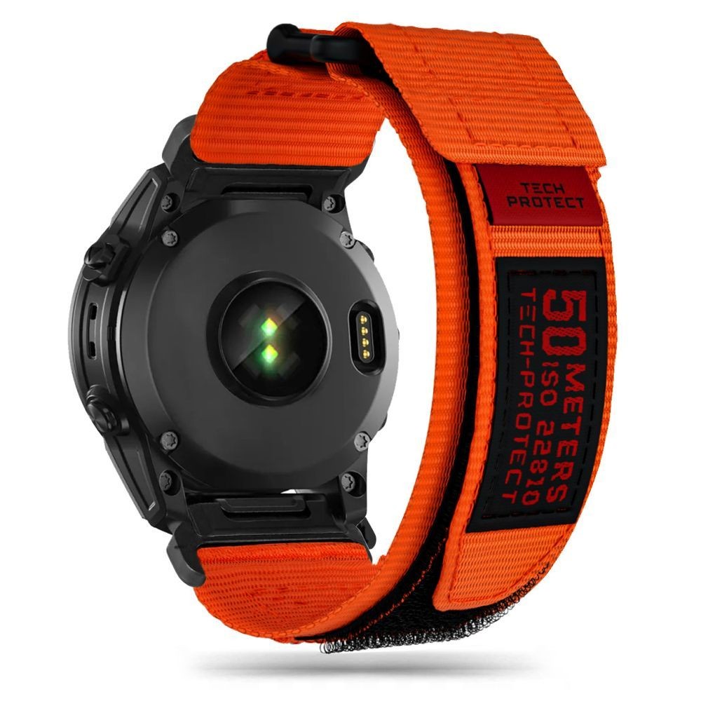 Oranžinės spalvos tekstilinis dirželis "Tech-Protect Scout Pro" laikrodžiui Garmin Fenix 5 / 6 / 6 PRO / 7