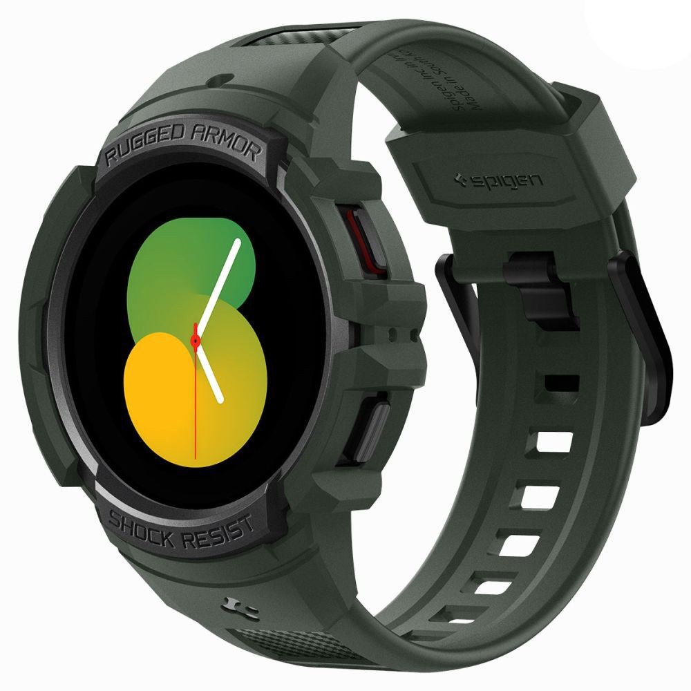 Žalios spalvos sportinio stiliaus apyrankė "Spigen Rugged Armor Pro" laikrodžiui Galaxy Watch 4 / 5 (44 MM)