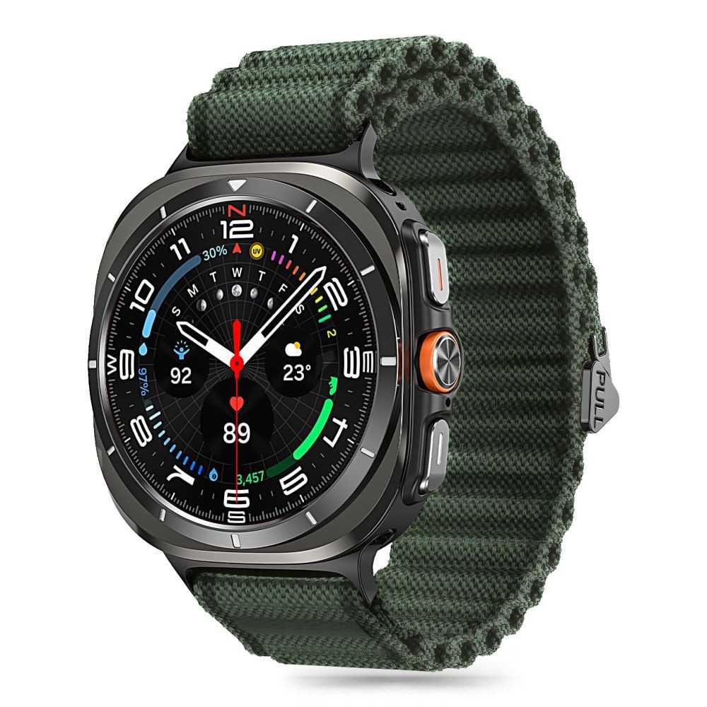 Žalios spalvos tekstilinis dirželis "Tech-Protect Weave Pro" laikrodžiui Samsung Galaxy Watch Ultra (47 MM)