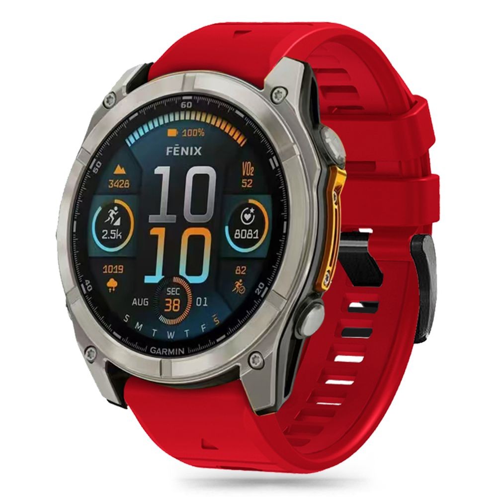 Raudonos spalvos apyrankė "Tech-Protect Silicone Line" laikrodžiui Garmin Fenix 5X / 5X PLUS / 6X / 6X PRO / 7X / 8 (51 MM)