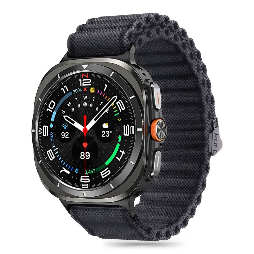 Juodos spalvos tekstilinis dirželis "Tech-Protect Weave Pro" laikrodžiui Samsung Galaxy Watch Ultra (47 MM)