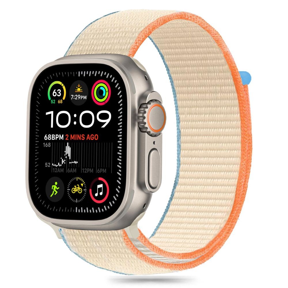 Kreminės spalvos tekstilinis dirželis "Tech-Protect Nylon" laikrodžiui Apple Watch 6 / 7 / 8 / 9 / 10 / SE / ULTRA 1 / 2 (44 / 45 / 46 / 49 MM)