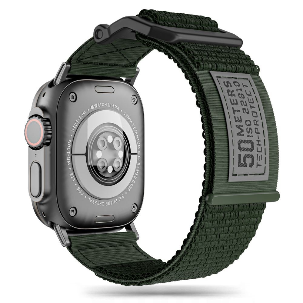 Khaki spalvos tekstilinis dirželis "Tech-Protect Scout" laikrodžiui Apple Watch 4 / 5 / 6 / 7 / 8 / 9 / SE / ULTRA 1 / 2 (42 / 44 / 45 / 49 MM)