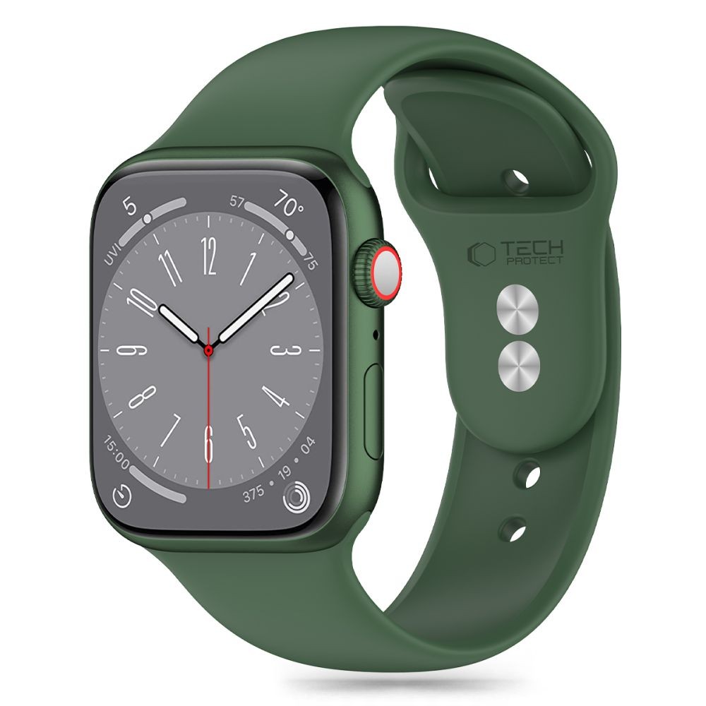 Žalios spalvos apyrankė "Tech-Protect Silicone" laikrodžiui Apple Watch 4 / 5 / 6 / 7 / 8 / 9 / 10 / SE / ULTRA 1 / 2 (44 / 45 / 46 / 49 MM)