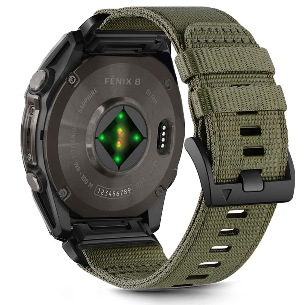 Žalias tekstilinis dirželis "Tech-Protect Nylon Classic" laikrodžiui Garmin Fenix 5 / 6 / 6 Pro / 7 / 8 (47 MM) / E