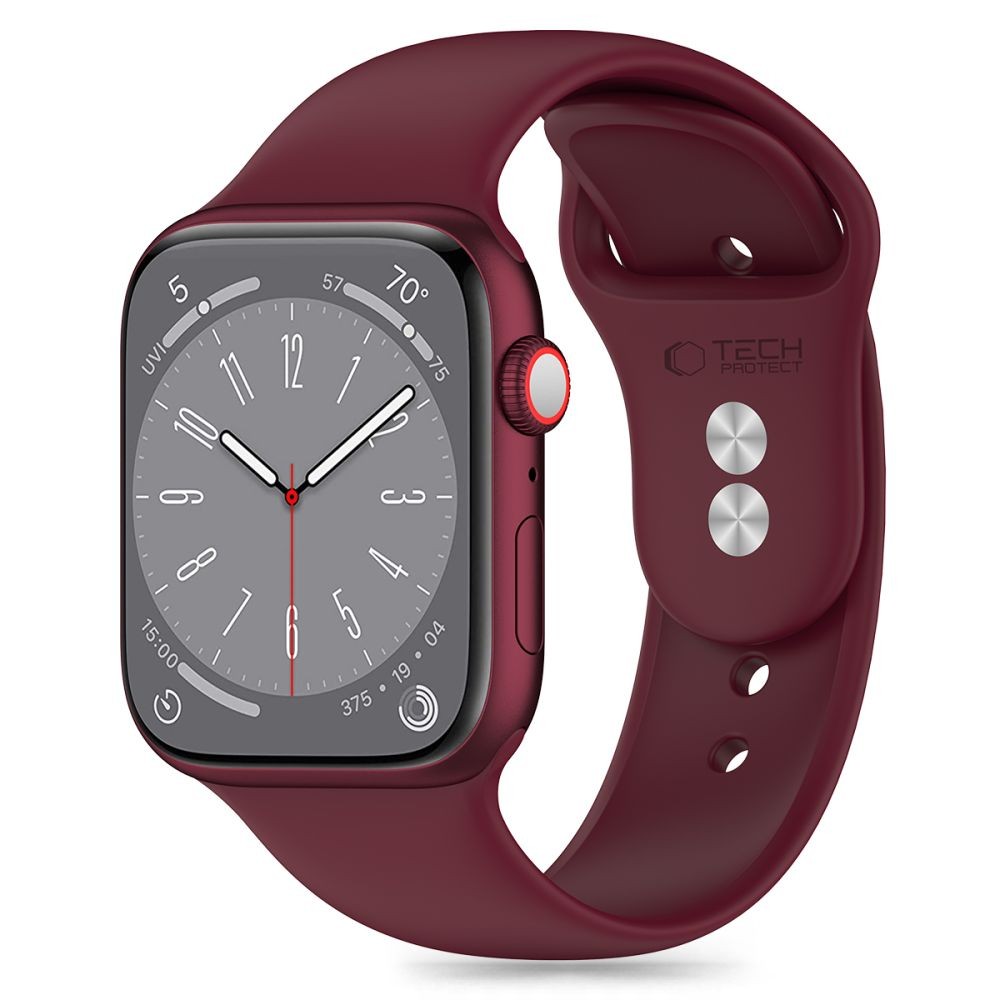 Bordo spalvos apyrankė "Tech-Protect Silicone" laikrodžiui Apple Watch 4 / 5 / 6 / 7 / 8 / 9 / 10 / SE / ULTRA 1 / 2 (44 / 45 / 46 / 49 MM)