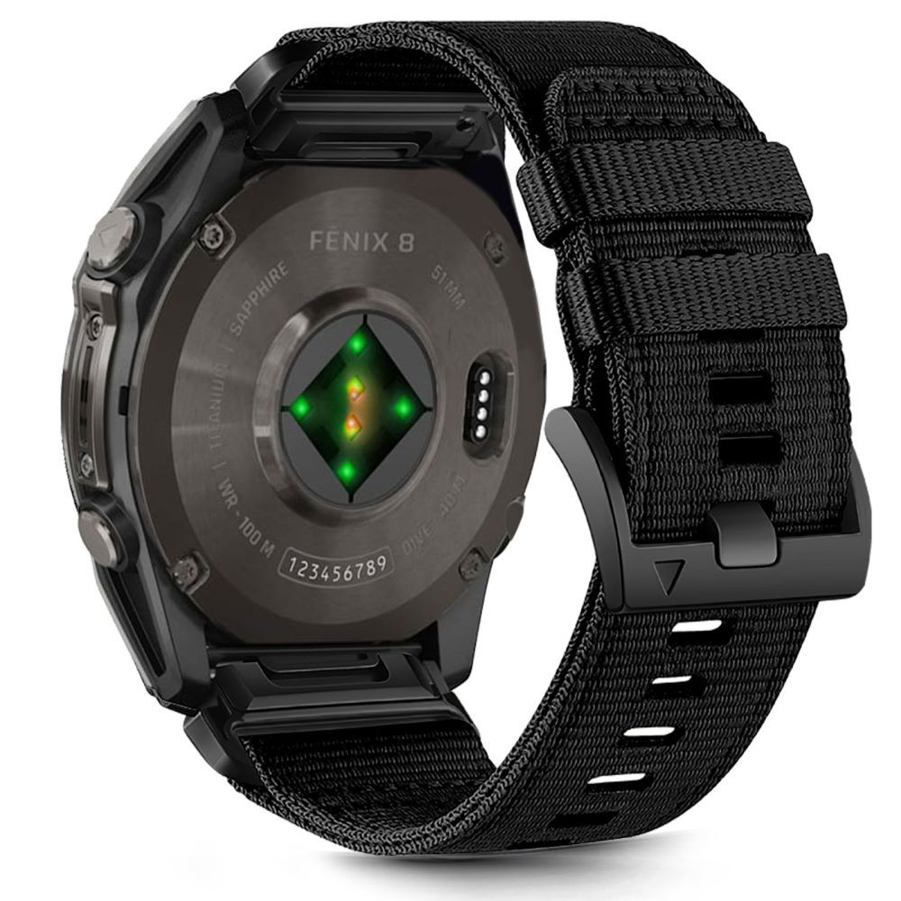 Juodas tekstilinis dirželis "Tech-Protect Nylon Classic" laikrodžiui Garmin Fenix 5X / 5X PLUS / 6X / 6X PRO / 7X / 8 (51 MM)