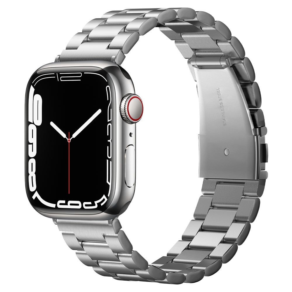 Sidabro spalvos apyrankė Spigen "Modern Fit Band" laikrodžiui Apple Watch 4 / 5 / 6 / 7 / 8 / 9 / 10 / SE / ULTRA 1 / 2 (44 / 45 / 46 / 49 MM)