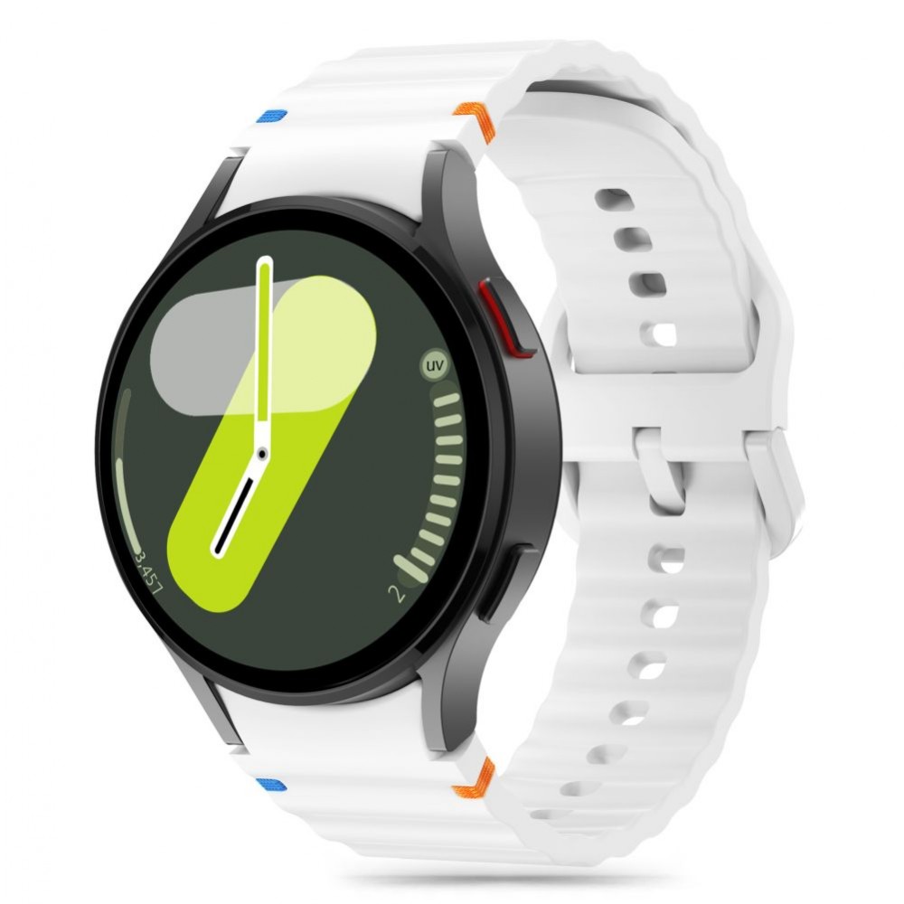 Baltos spalvos apyrankė "Tech-Protect Silicone Sport" laikrodžiui Samsung Galaxy Watch 4 / 5 / 5 PRO / 6 / 7 / FE