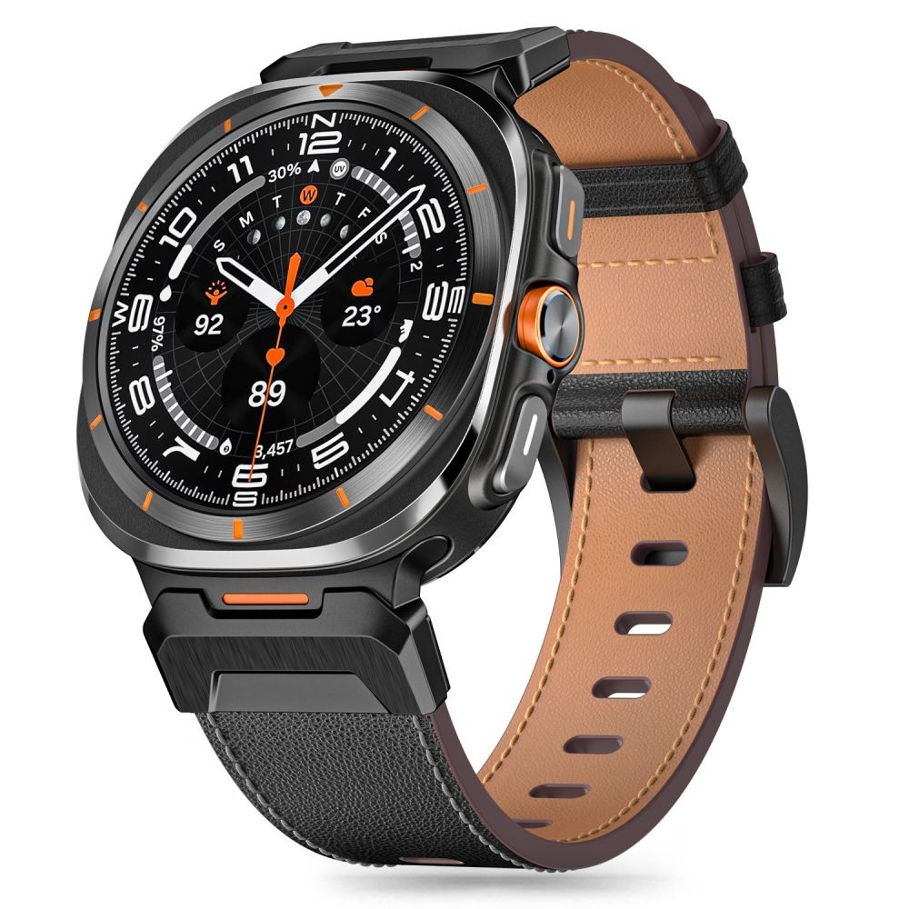 Juodos spalvos odinė apyrankė "Tech-Protect Delta Pro" laikrodžiui Samsung Galaxy Watch Ultra (47 MM)